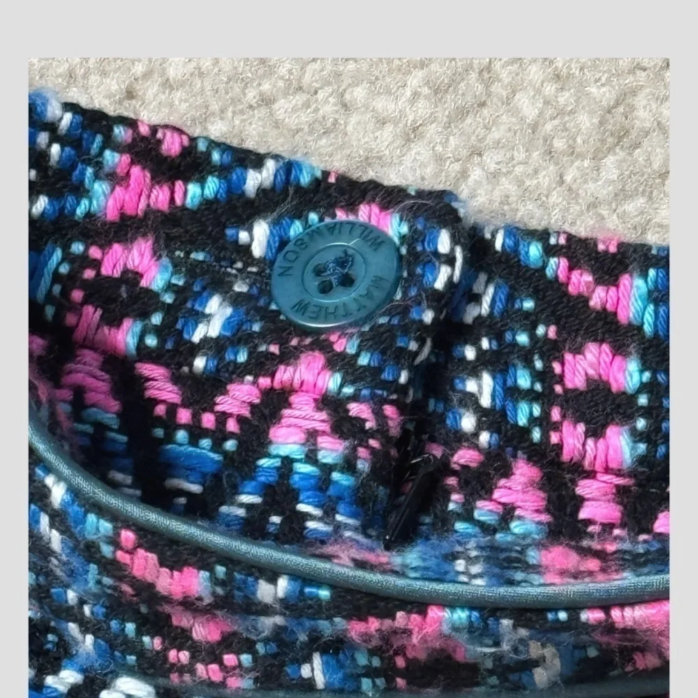 Matthew Williamson A- Line Skirt Detachable Belt Textured Fabric Pink Blue Print
